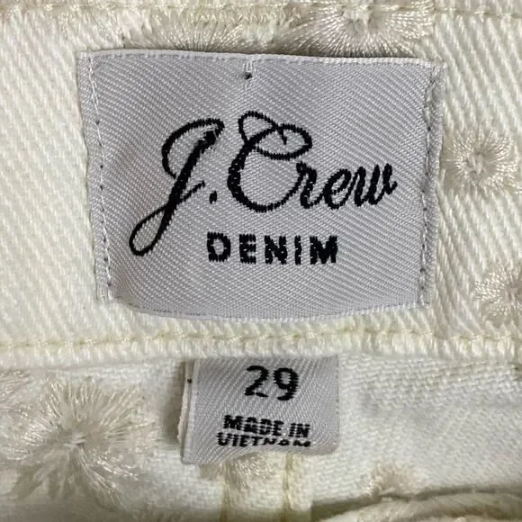 J. Crew | White Floral Embroidered Billie Demi Door Cropped Jeans Size 29 - Picture 8 of 12